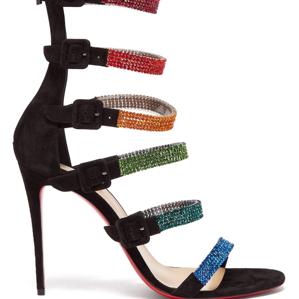 Christian Louboutin Black Raynibo 100 Crystal-embe